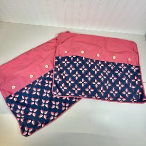 Southern Tide Skipjack Pillow Shams Sunset Pink /Navy Shore Line. Regular Size‎